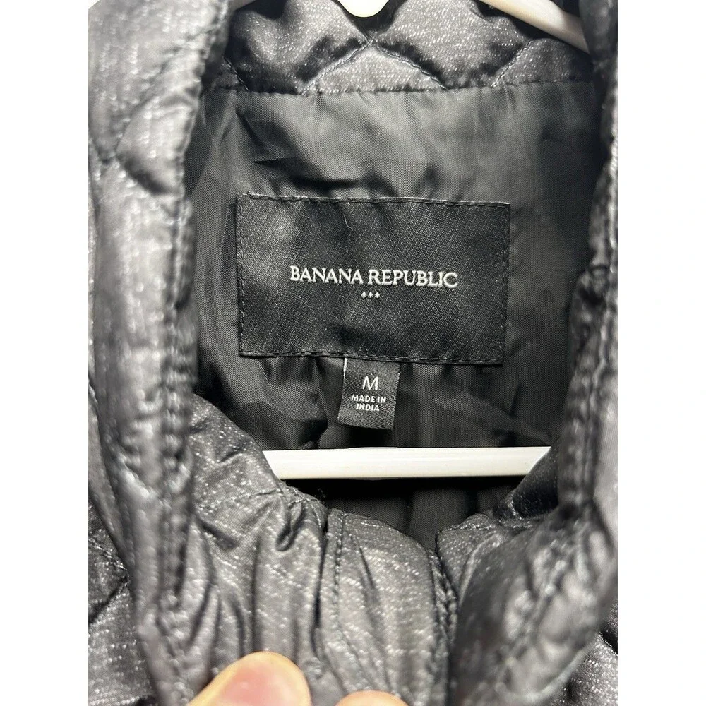 Banana Republic Women’s Quilted Puffer Vest Black Glimmer Size Medium